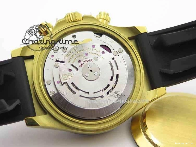 0301 Daytona YG 116518LN JH Best Edition Black Dial On Rubber Strap A4130 (Free XS rubber strap) WeatherProof 3645